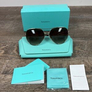 Tiffany & Co. TF3083B Aviator Sunglasses Gold Brown Gradient Lens 6021/3B